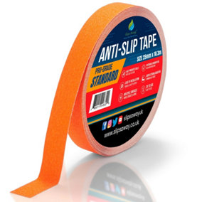 Non Slip Tape Roll Pro Standard Grade -Indoor/Outdoor Use by Slips Away - Orange 25mm x 18m