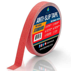 Non Slip Tape Roll Pro Standard Grade -Indoor/Outdoor Use by Slips Away - Red 25mm x 18m