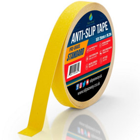 Non Slip Tape Roll Pro Standard Grade -Indoor/Outdoor Use by Slips Away - Yellow 25mm x 18m
