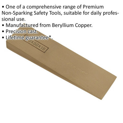 Non Sparking Lifting Wedge - 180 x 50 x 19mm - Precision Cast - Beryllium Copper