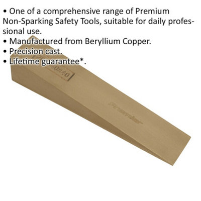 Non Sparking Lifting Wedge - 200 x 40 x 40mm - Precision Cast - Beryllium Copper