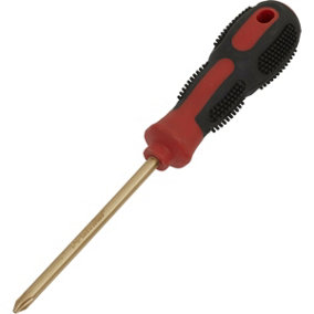 Non-Sparking Phillips Screwdriver - Number 2 x 100mm - Soft Grip Handle - Die Forged