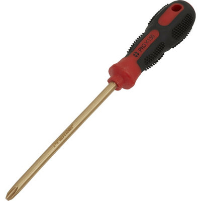 Non-Sparking Phillips Screwdriver - Number 3 x 150mm - Soft Grip Handle - Die Forged