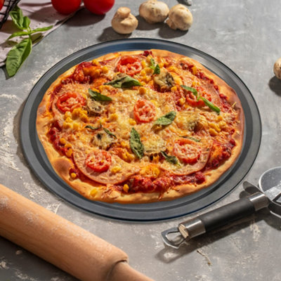 Non Stick 32Cm Pizza Pan Baking Tray Roasting Kitchen Tin Oven