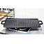 Non Stick Cast Iron Reversible Griddle Plate Ribbed Pan BBQ Grill