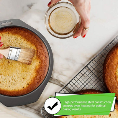 Non Stick Victoria Sponge Cake Tins 8 Inch Round with Handles Durable Carbon Steel for Baking