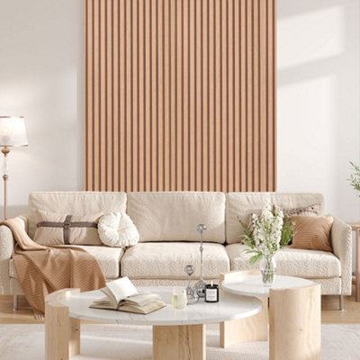 Non-Woven 3D Wood Slat Wallpaper Roll Modern Adhesive Wall Accent 10m x 60cm