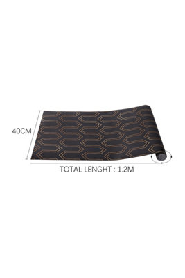 Non Woven Fabric Geometric Golden Strip Patterned Wallpaper Adhesive Wall Covering Paper 1.2m x 0.4m