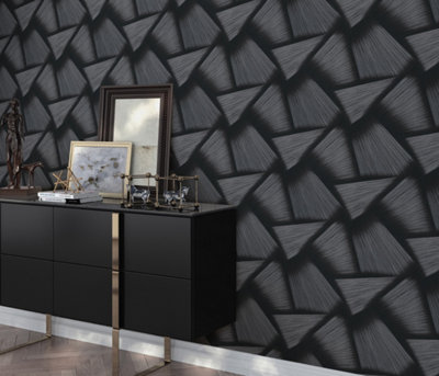 Nonwoven wallpaper black - 10,05 x 0,53 m
