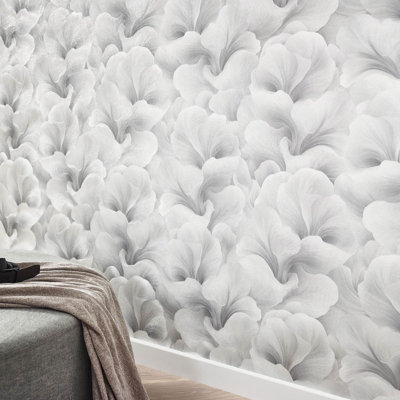 Nonwoven wallpaper grey, white - 10,05 x 0,53 m