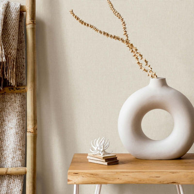 Nonwoven wallpaper plain Beige - 10,05 x 0,53 m