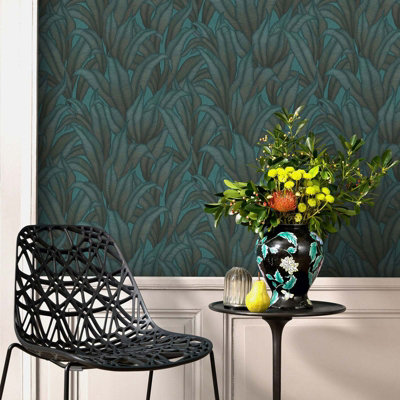 Nonwoven wallpaper turquoise - 10,05 x 0,53 m