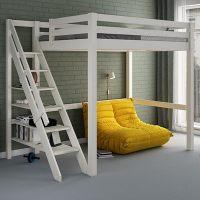 Noomi Studio Loft Bed Double Wooden Hgh Sleeper - White