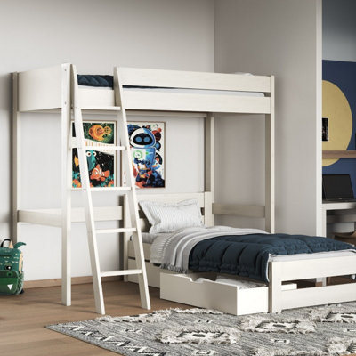 Noomi Tera Highsleeper With L Shaped Single Bed - White