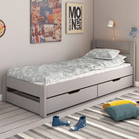 Noomi Tera Solid Wood Single Bed - Grey