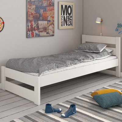 Noomi Tera Solid Wood Single Bed - White | DIY at B&Q