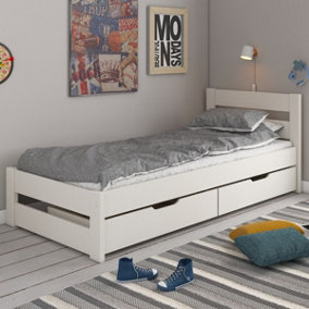 Noomi Tera Solid Wood Single Bed - White