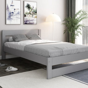 Noomi Tera Solid Wood Small Double Bed - Grey