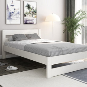 Noomi Tera Solid Wood Small Double Bed - White