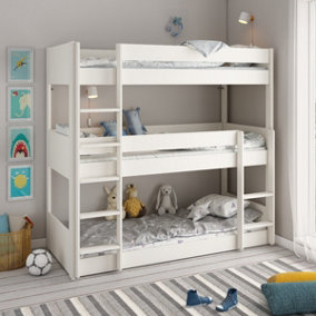 Noomi Triple Stak Solid Wood Bunk Bed - White