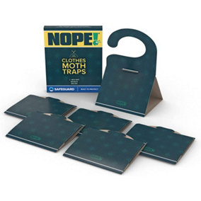 NOPE Clothing Moth Traps - 6 Pack - Non-Toxic Odourless Sticky Clothes Moth Trap, Pet and Child Safe