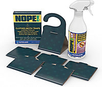 NOPE Clothing Moth Traps (x 6 Pack) with CP Moth Killer Spray (500ml) - The Ultimate Solution to Fully Eliminate Clothes Moths