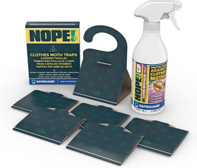 NOPE Clothing Moth Traps (x 6 Pack) with CP Moth Killer Spray (500ml