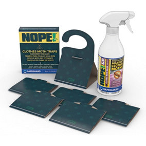 NOPE Clothing Moth Traps (x 6 Pack) with CP Moth Killer Spray (500ml) - The Ultimate Solution to Fully Eliminate Clothes Moths