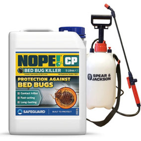 NOPE CP Bed Bug Killer Spray Treatment - 5 Litre and Sprayer - Odourless & Non-Staining, Extended Residual Kill up to 3 Months