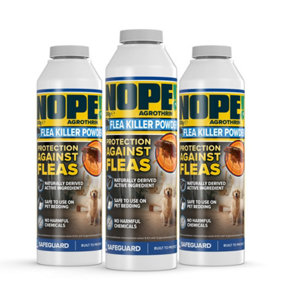 NOPE Flea Killer Powder for Pet Bedding and other Soft Furnishings, x 3 Pack, Fast-Acting Home Flea Treatment, HSE-registered