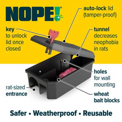 NOPE Pre-Baited Rat Bait Kit (1 Box, 3 Blocks 20g) Ready-to-Use Rodent ...