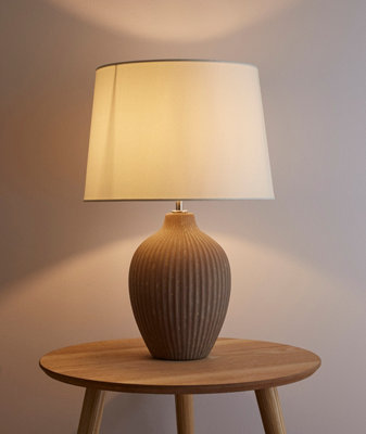 Nora 51cm Brown Ceramic Table Lamp With Cream Shade Tall Table lamp with Lampshade