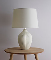 Nora 51cm Cream Ceramic Table Lamp With Matching Cream Shade Tall Table lamp with Lampshade