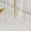 NORA Contemporary Clear Glass Table Lamp With Gold Chrome Details and Cream Shade Including A Rated Energy Efficient LED Bulb