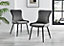 Nora Deep Padded Luxurious Dining Chairs Upholstered In Soft Dark Grey Velvet With Black Legs (Set of 2)