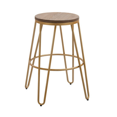 Wood seat metal legs store bar stool