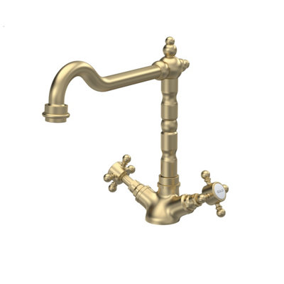 Norbury Traditional French Classic Mono Sink Mixer Tap - Brushed Brass