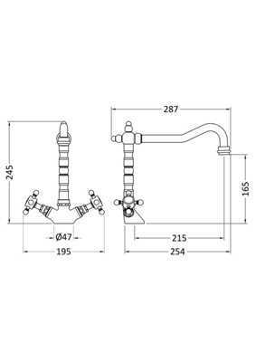 Norbury Traditional French Classic Mono Sink Mixer Tap - Brushed Brass