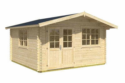 Norderney 3-Log Cabin, Wooden Garden Room, Timber Summerhouse, Home Office - L444.6 x W480 x H256.5 cm