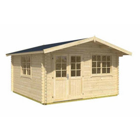 Norderney 3-Log Cabin, Wooden Garden Room, Timber Summerhouse, Home Office - L444.6 x W480 x H256.5 cm
