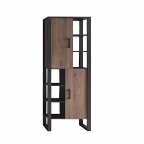Nordi 10 Tall Cabinet in Okapi Walnut & Black Matt - 750mm x 2000mm x 390mm - Elegant Display & Storage Solution