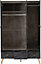 Nordic 3 Door 3 Drawer Wardrobe - L55.5 x W113 x H179.5 cm - Concrete Effect/Charcoal