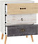 Nordic 3 Drawer Chest - L40 x W60.5 x H81.5 cm - White/Distressed Effect