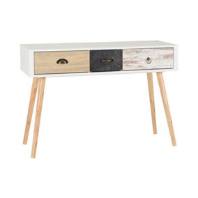 Nordic 3 Drawer Console Table in White Distressed Effect