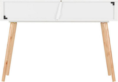 Nordic 3 Drawer Console Table in White Distressed Effect