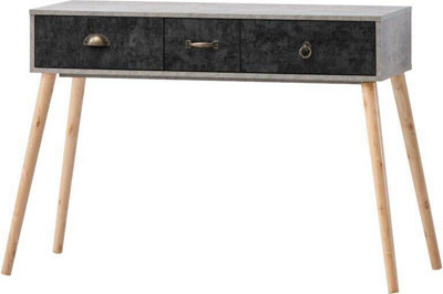 Nordic 3 Drawer Occasional Console Table in Charcoal Effect