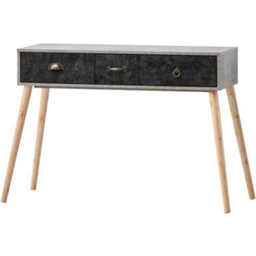 Nordic 3 Drawer Occasional Console Table in Charcoal Effect