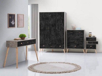 Nordic 3 Drawer Occasional Console Table in Charcoal Effect