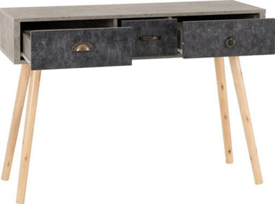 Nordic 3 Drawer Occasional Console Table in Charcoal Effect