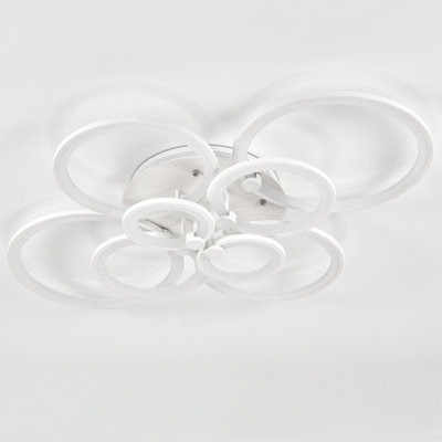 Nordic 8-Ring LED Semi-Flush Mount Ceiling Light - White Metal ...